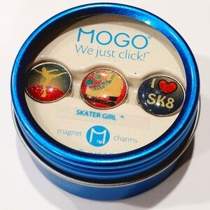 Mogo Magnetic Charms Skater Girl 3 Pack Charms In Tin New